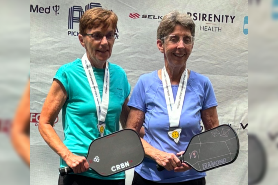 Brenda Gray and Anne McManus won silver in the women's doubles 55+ division at the pickleball provincials.