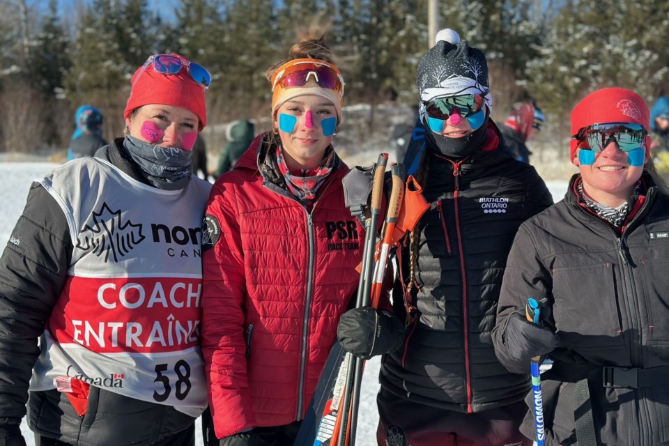 Coach Christine Dorion, Jillian Daguerre, Nicole Kukulka and Chantal Kukulka.