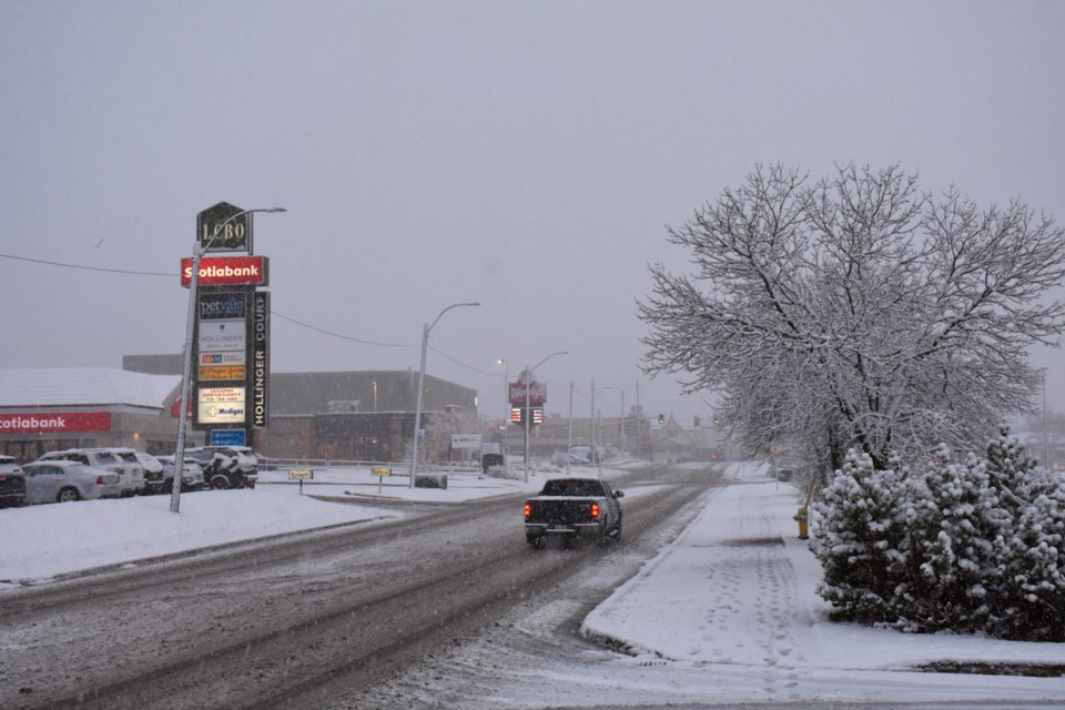 Timmins roads are slippery thanks to the first significant snowfall of the season. Maija Hoggett/TimminsToday