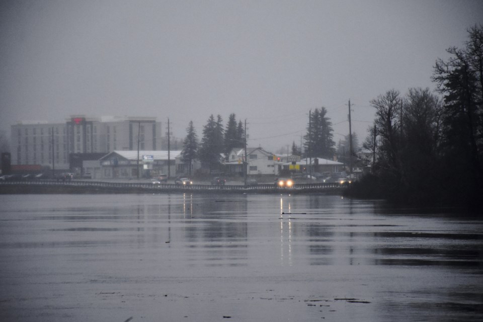 Water is high at the Mattagami River boat launch. 