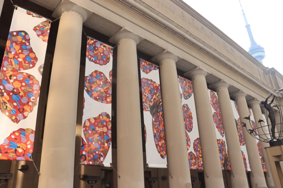 Jordan Sook's "Nothing More Nothing Less" butterfly art exhibit will hang outside Union Station until Aug. 31. 