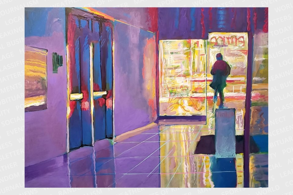 MALL EXIT acrylic on canvas by Michael Cavanaugh