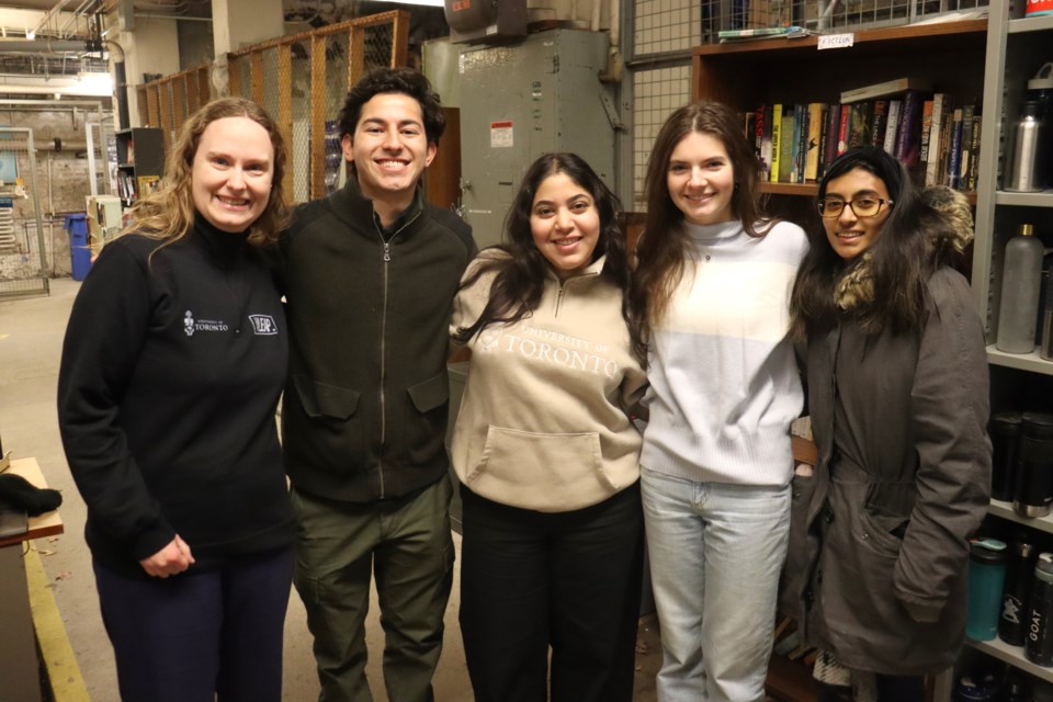 University of Toronto's Free Store team members Chelsea Dalton, Diego Arreola, Zaina Jabr, Sophie Robinson and Savina Nankoo.