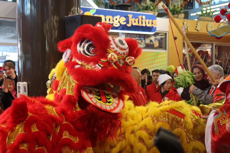 Lion dancing helped kick off Lunar New Year celebrations at Dragon City Mall in Chinatown on Saturday. 