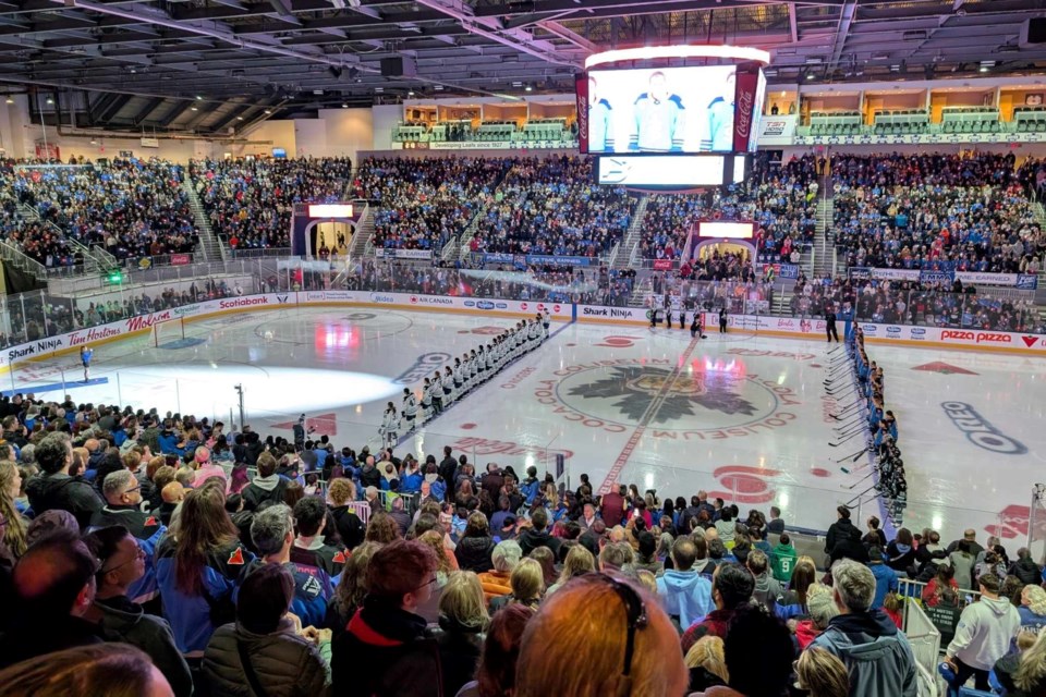 A packed crowd filled Coca-Cola Coliseum for the Toronto Sceptres' home opener against the Boston Fleet on Nov. 30, 2024.