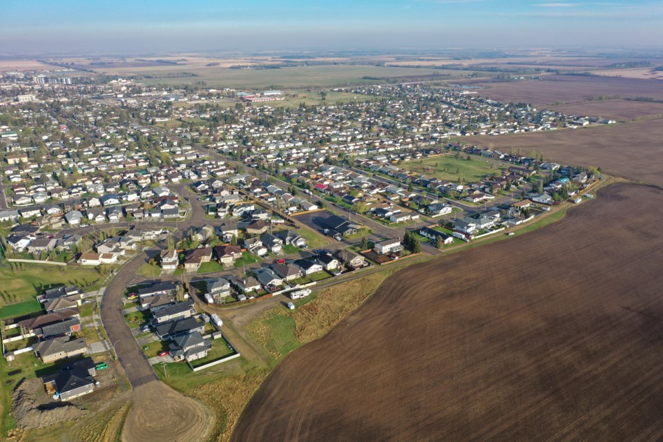 An aerial view of the Aspendale neighbourhood in Westlock— prior to development as part of the town’s housing action plan. 