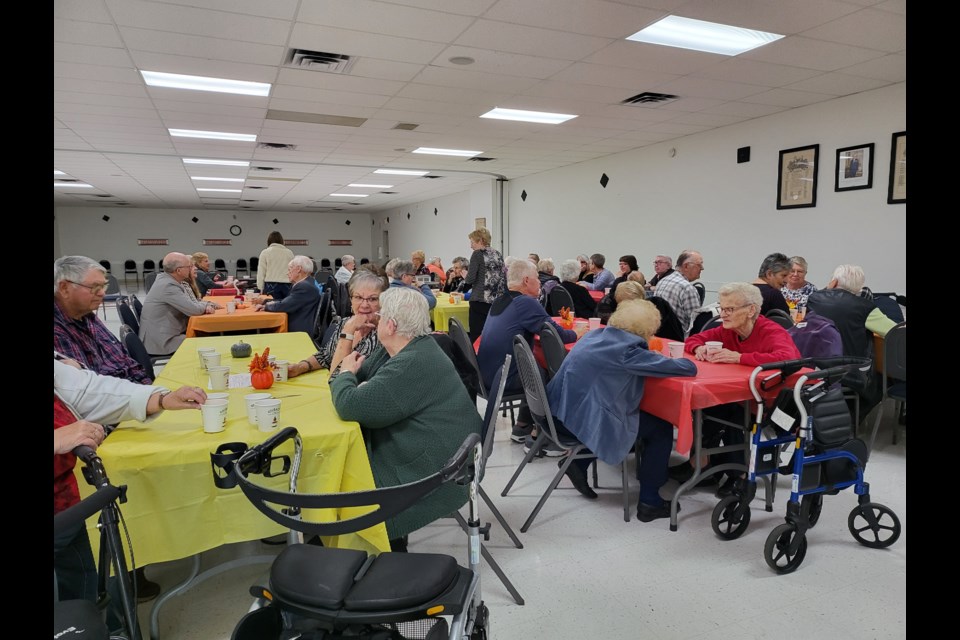 The FCSS Seniors 55+ Dinner had a fantastic crowd gathered for the delicious meal prepared by the Senior Drop-in Centre caterers on Friday, Oct. 18.