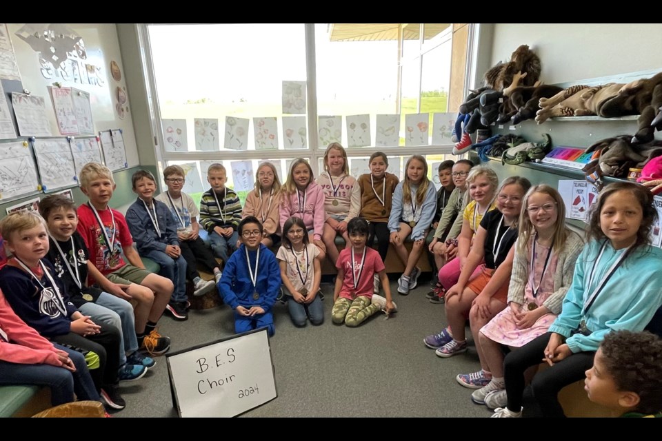 Barrhead elementary Grade 2 students from Mrs. Tyrrell's class awarded honours at the Provincial Music Festival. Back row: Daxton Krysa, Ben Kochan, Meyer Warehime, Jake Mahar, Owen Beeson, Clare Meunier, Chevelle Blum, Brailyn Tomm, Piper Pederson , Sadie Loitz, Brooklyn McNamara, Jesse Jacobson, Wolff Gruenke, Hannah Stoik, Peyton Sherwood, Lennyn Breadon, Maya Perez, Malakai Gross
Front row: Matias Leon Nova, Keira De Jong, Sofia Ramos Ramirez