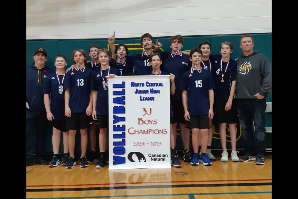 BCHS boys Jaguars are the North Central Alberta Zone Champions for 2024.
From left: Coach Kevin Geinger, Mason Bentz, Taven Braucht, Gavin Swan, Seth Craig, Cooper Smith, Drake Schlitter, Ewan McElroy, Colton Pearson, Max Mahar, Maddox Luciak, Chase Skogstad, and assistant coach Jason McElroy.