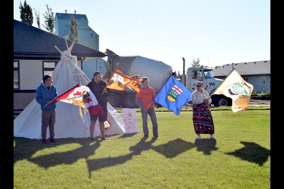 Robin Berard, far right with a group from Alexander First Nation.