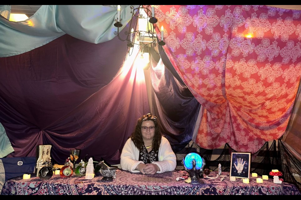 Jessica Wallace transformed her garage in Cornwall into a mystical oracle booth filled with enchanting artifacts and, of course, lots of candy. 