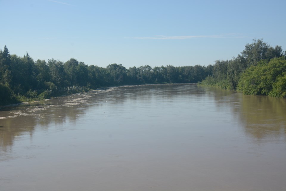 The view of the Pembina River on June 22 from the Rossington Bridge on Highway 18 shortly before 10 a.m. 