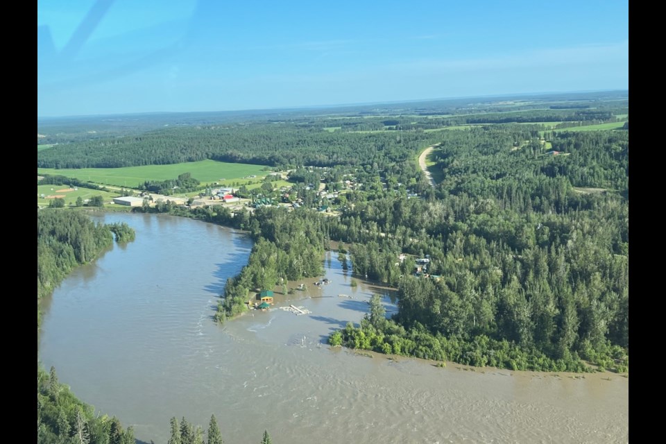 The scene June 22 at Woodlands RV Park and River Marina as the Athabasca River hit its peak.