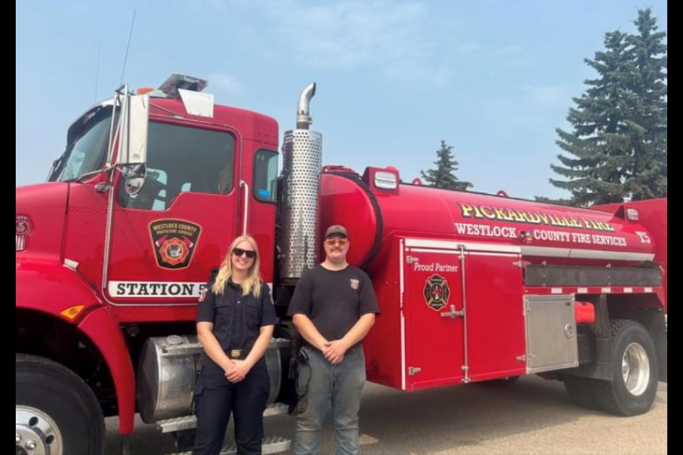 Three Pickardville firefighters from Westlock County are in Jasper helping with the wildfire. From Station 5-Pickardville, the firefighters include Raegan Moon (Captain), Livia Stutheit (firefighter), and Jenna Doblanko (firefighter).