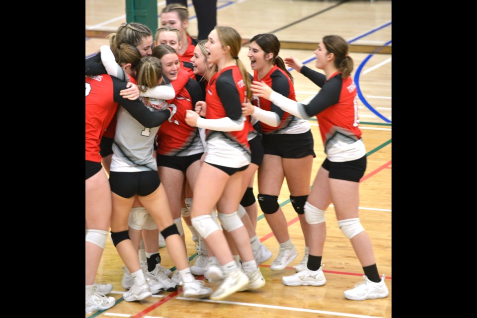 The RF Staples Senior High Girls Volleyball making a historic win. 