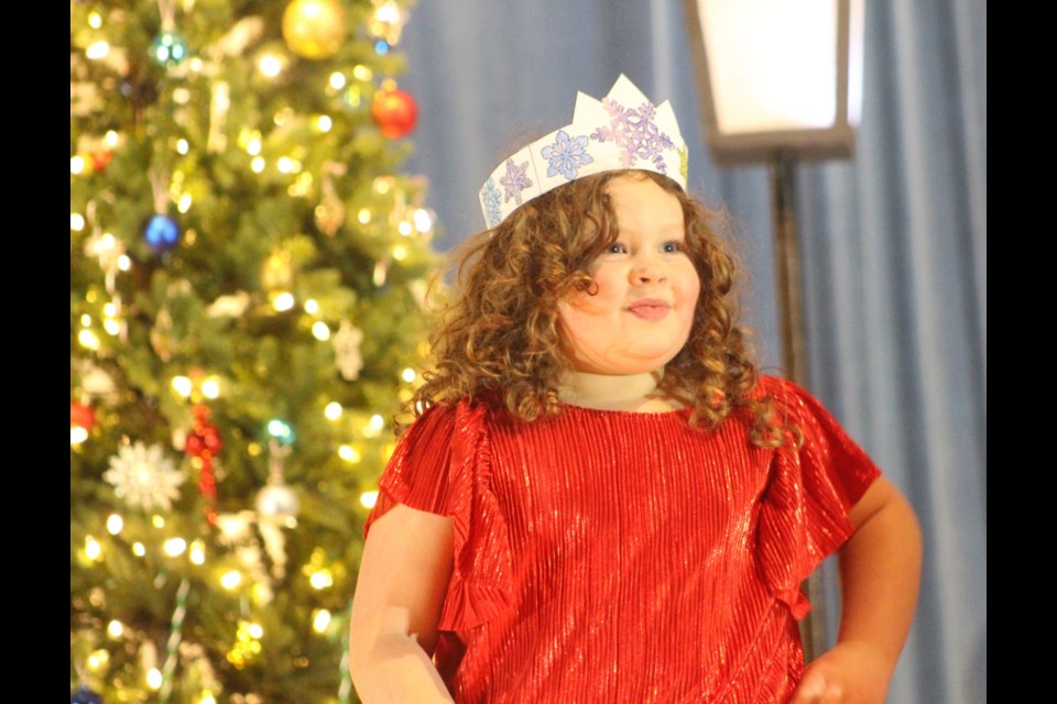 Grade 1 student Oaklynn Borris sparkled at the Pembina North School Christmas Concert on Thursday, Dec. 12.