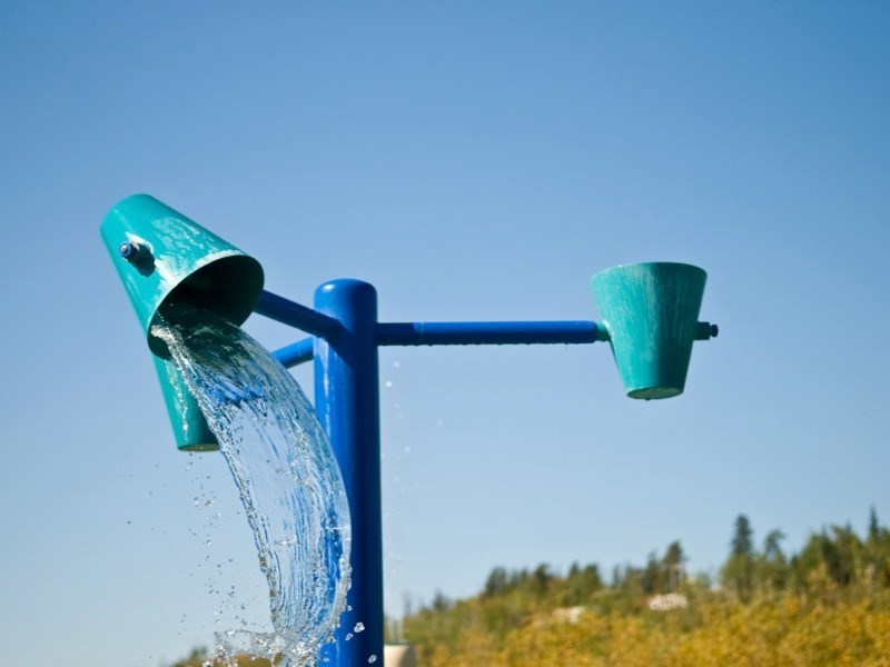 The water buckets at the Rotary Spray Park in Athabasca were filled with heavy chunks of asphalt recently, putting many at risk and injuring one girl.