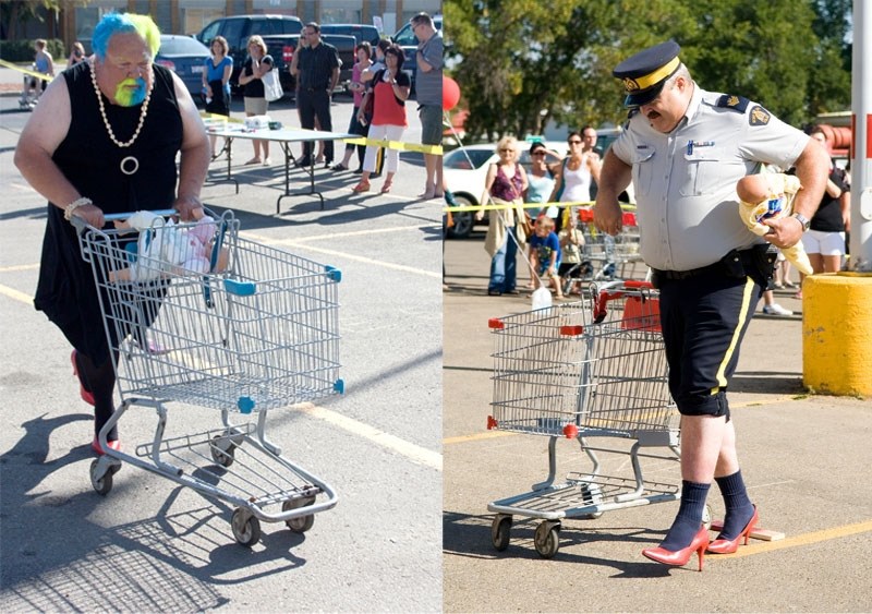 The IGA parking lot was packed last Friday for the &#8220;Walk A Mile In Her Shoes &#8221; challenge. Men wearing women &#8216;s heels competed in such challenges as loading