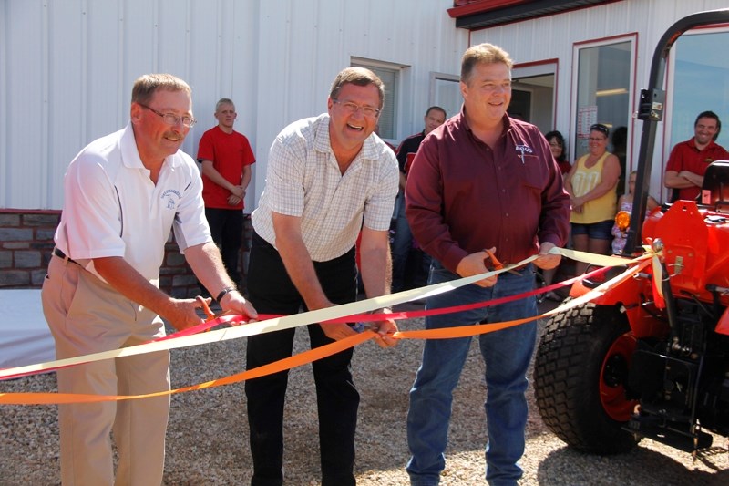 Barrhead Mayor Gerry St. Pierre, local MLA Glenn van Dijken and Barrhead County Deputy Reeve Doug Drozd.