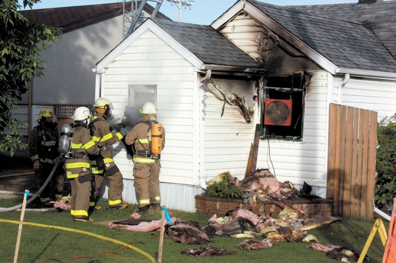 Fire crews initially did an interior attack on the fire, which was contained to one room of the house, but heat forced them to take a defensive posture, chief Stuart Koflick