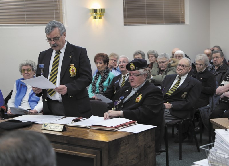 Westlock Legion vice-president Paul Taverner addresses town council last Monday night about how disappointed many residents are about the potential cancellation of the