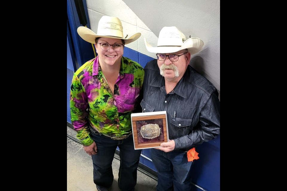 Presenting the WRA Cowboy of The Year Gary Havell and his wife Kim. Havell has been part of the WRA Rodeo since the 1980s as a contestant, director and judge.