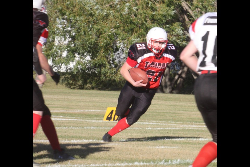 The Westlock Thunderbirds crushed the visiting Vermillion Mauraders 51-14 in their home opener Sept. 26 and made team history, going 3-0 to start the season for first time ever. The T-Birds next home game is an exhibition game on Oct. 3 at the Westlock Elementary School field. Kickoff is 4 p.m. See the story on the Thunderbirds home opener in Tuesday’s edition of Town & Country This Week and online at www.townandcountrytoday.com 