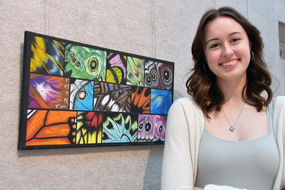 Ava Naismith with "The Art of Wings" at Place des Arts in Coquitlam. The piece is part of the Emerging Talent 27 exhibit that opens Jan. 17, 2025.