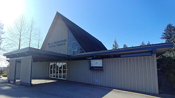 The exterior of Blue Mountain Church in Coquitlam.