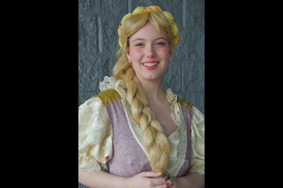 Camdyn McLaughlin plays Rapunzel in Riverside Secondary's "Into the Woods," the Port Coquitlam high school's musical theatre production for 2025.