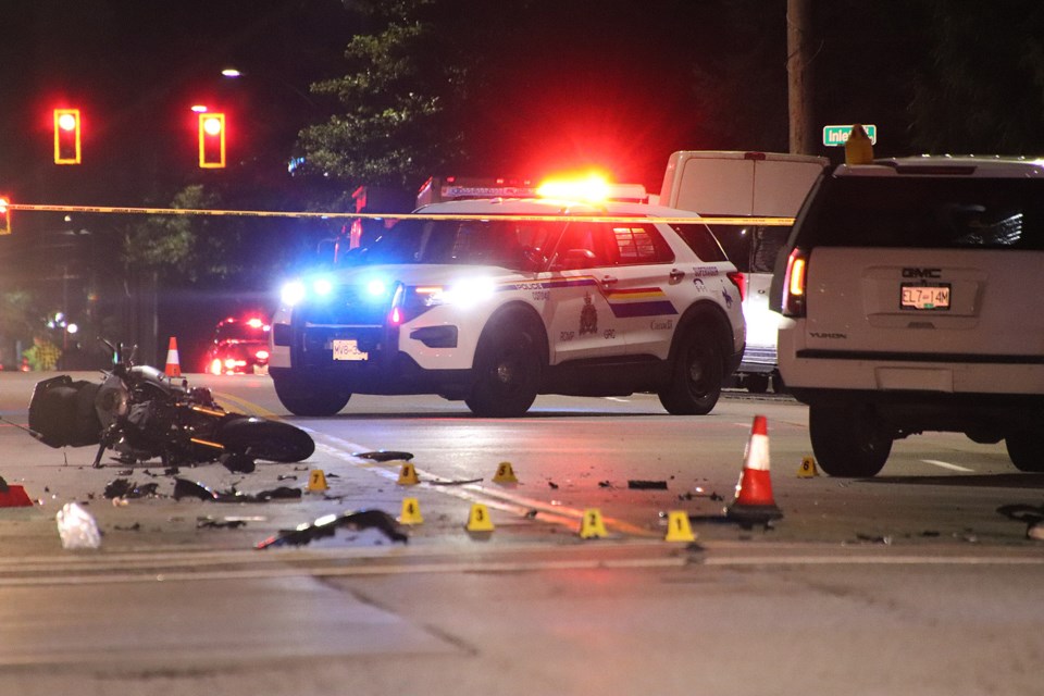 A motorcyclist died at Glen Drive and Pipeline Road in Coquitlam on Aug. 7, 2024.
SHANE MACKICHAN PHOTO