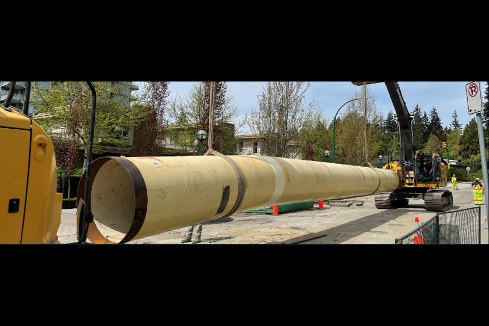 A stock image of a large water main being installed in Metro Vancouver.