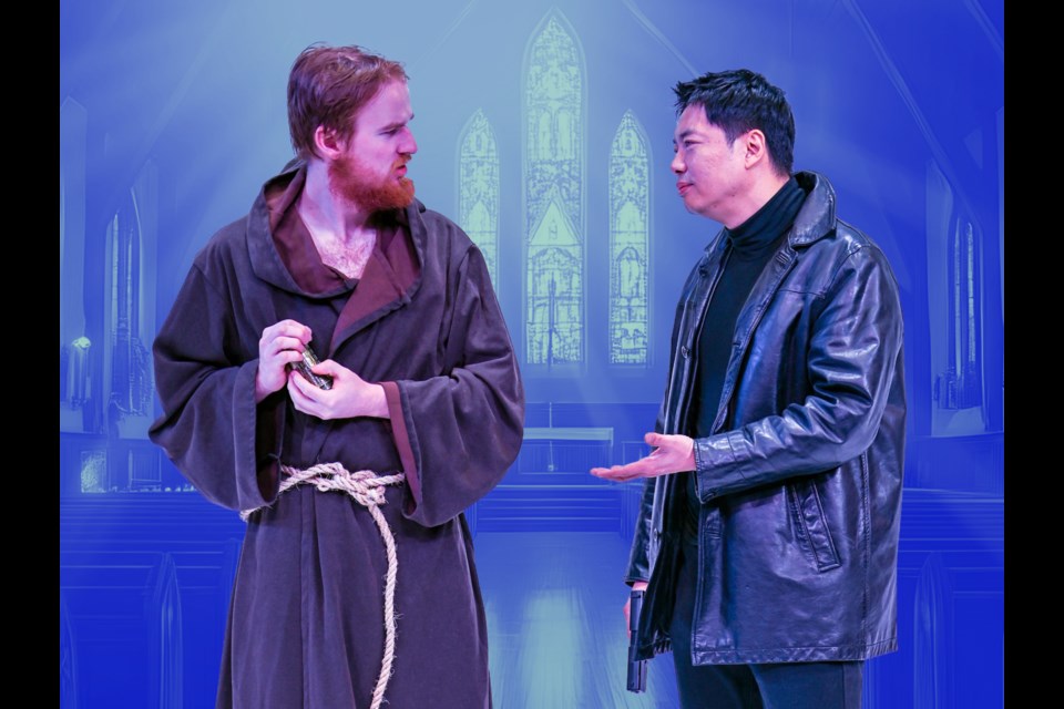 Coquitlam's Jeffrey Kim (right) is cast in "The Da Vinci Code," a stage production by Theatre in the Country that opens Jan. 29, 2025.