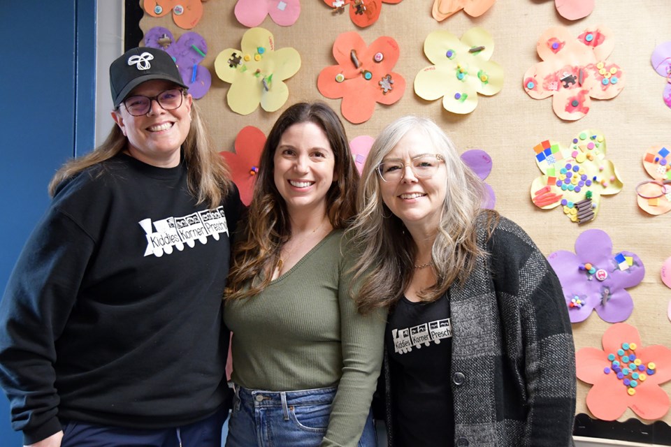 Carmen Van Dop, Nicole Spindor and Shelley Graham of Kiddies Korner Preschool in Port Coquitlam.