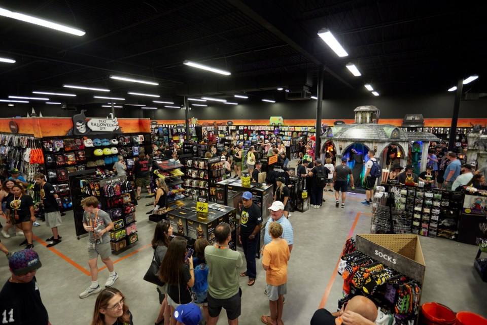 The interior of an American Spirit Halloween store.