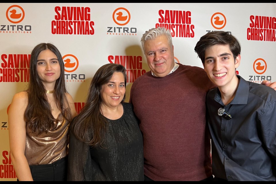 [From left to right] The Ortiz family, Luiza, Beatriz, Marcelo and Ricardo, at the premier of their family movie project, “Saving Christmas.”