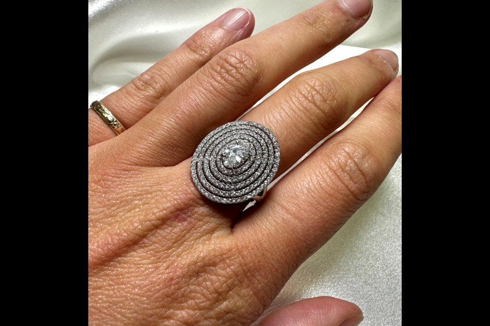 The diamond ring to be raffled off at Crossroads Hospice's Treasures of Christmas gala on Nov. 16, 2024.