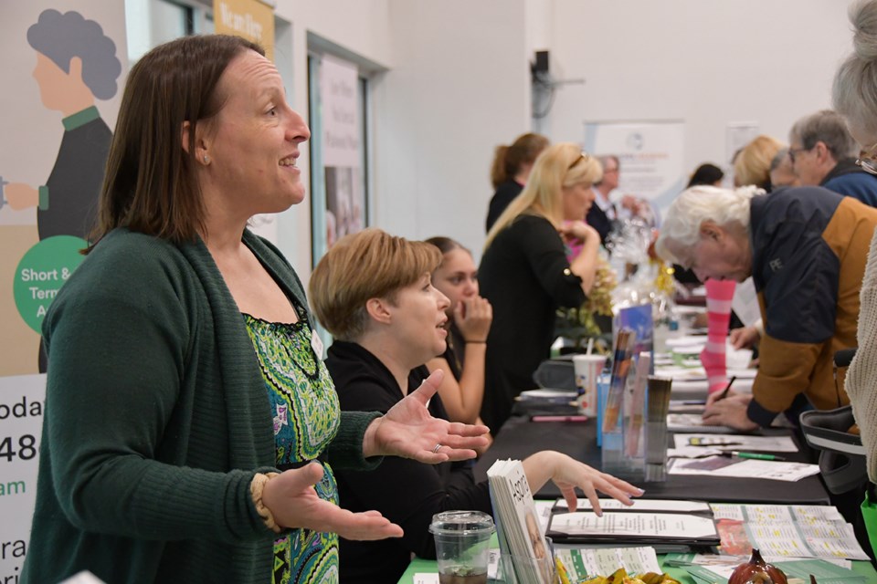 Kristy Laughy, a sales advisor for Astoria, and Allison Mitchell with Mayfair Manor represented Aspira Retirement Living at the Age We Age seniors showcase at the Port Coquitlam Community Centre on Oct. 24, 2024. 