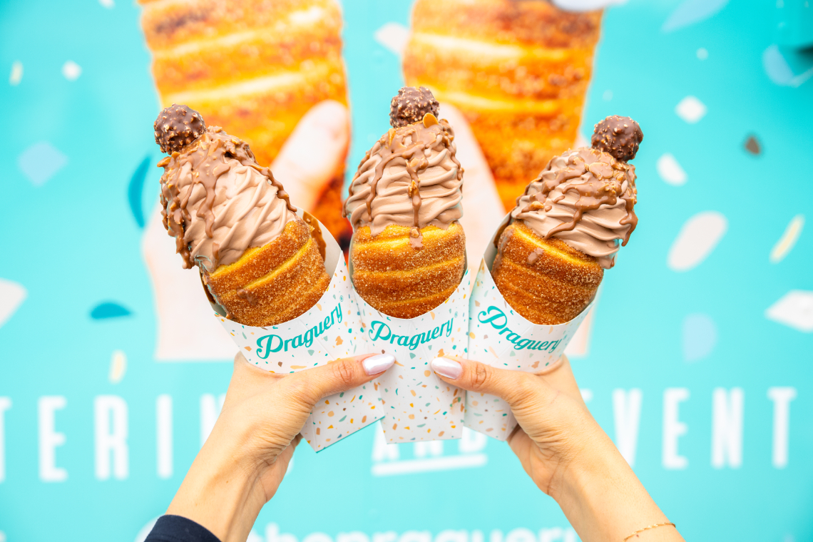 Chimney cakes with soft-serve ice cream