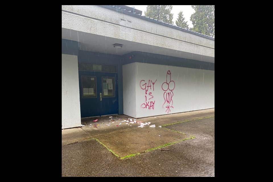Penis graffiti painted on wall of Port Coquitlam school - Tri-City