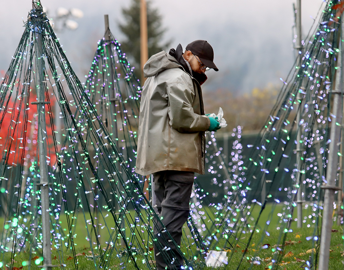 Man amid lights