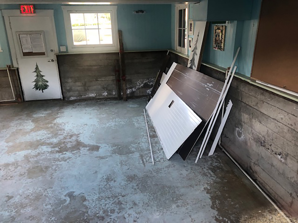 damaged basement in church