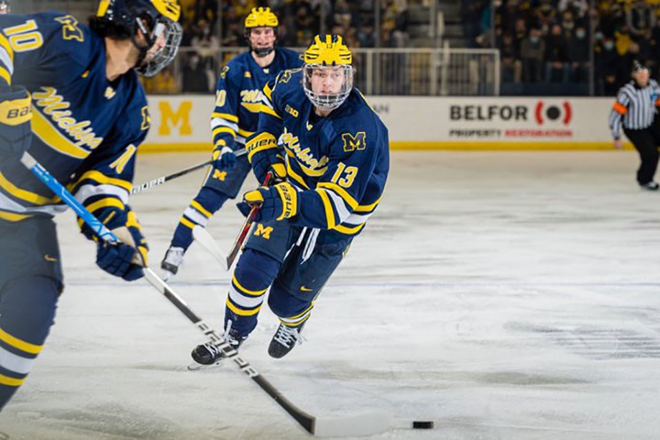 Wolverines forward Kent Johnson scores 'The Michigan' goal at worlds