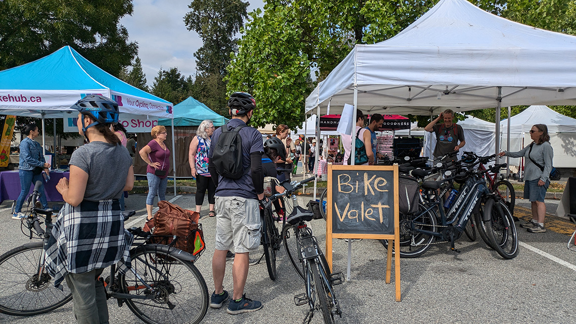 valet bike parking at Coquitlam farmer's market