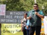 Nestkantaga First Nation Chief Chris Moonias speaks at the rally in front of the Ministry of Mines in Toronto on Thursday.