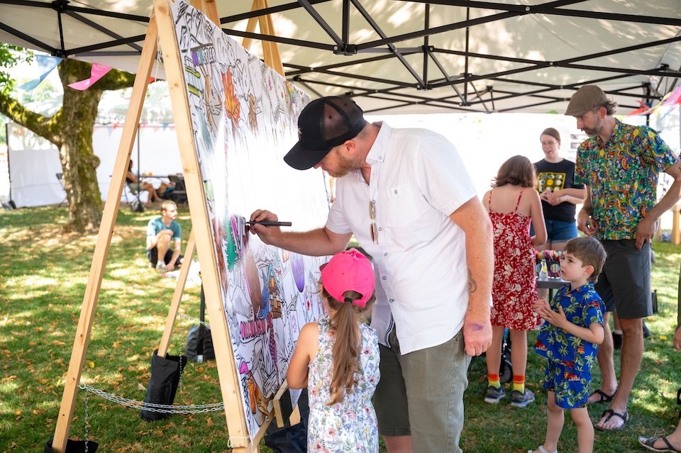 The Create! Eastside Arts Festival hosts outdoor workshops this summer in Vancouver such as stamp making, flower painting, and landscape sketching. 
