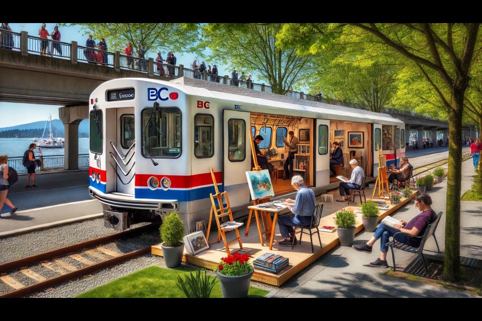 This AI-generated rendering shows what the SkyTrain studios might look like if converted into creative studios, as proposed by some Vancouver entrepreneurs.