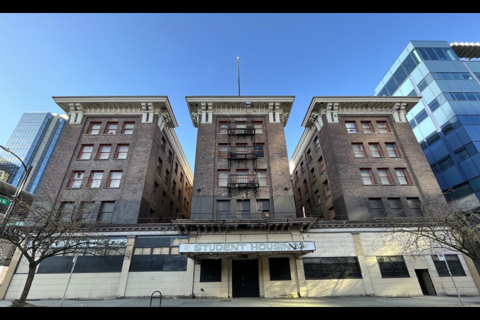 The building at 500 Dunsmuir St. will be demolished starting Friday,  Jan. 17, 2025. The building, built more than 110 years ago, has fallen into disrepair.