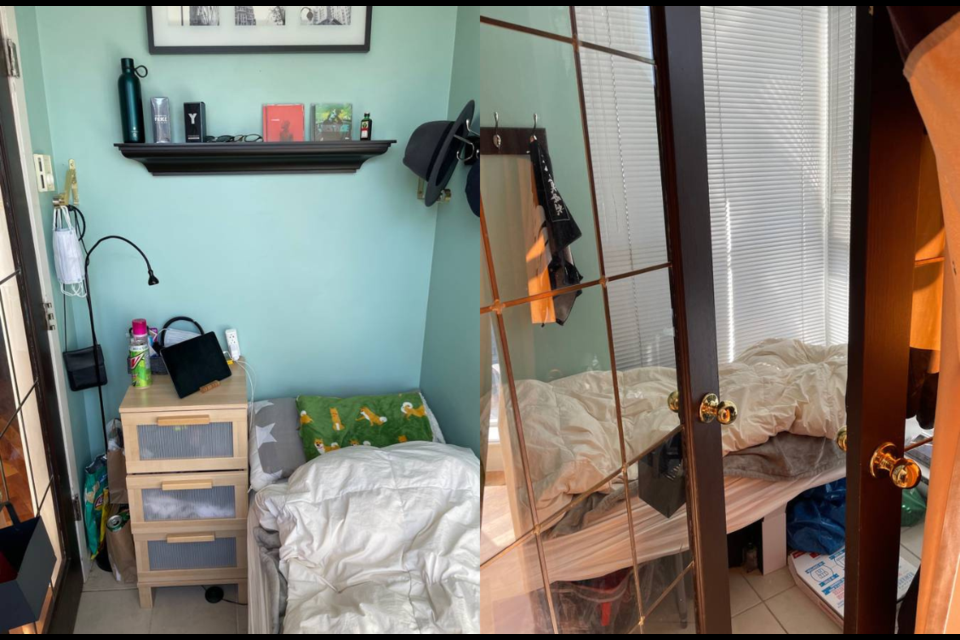 A tiny room for rent is going for $800.