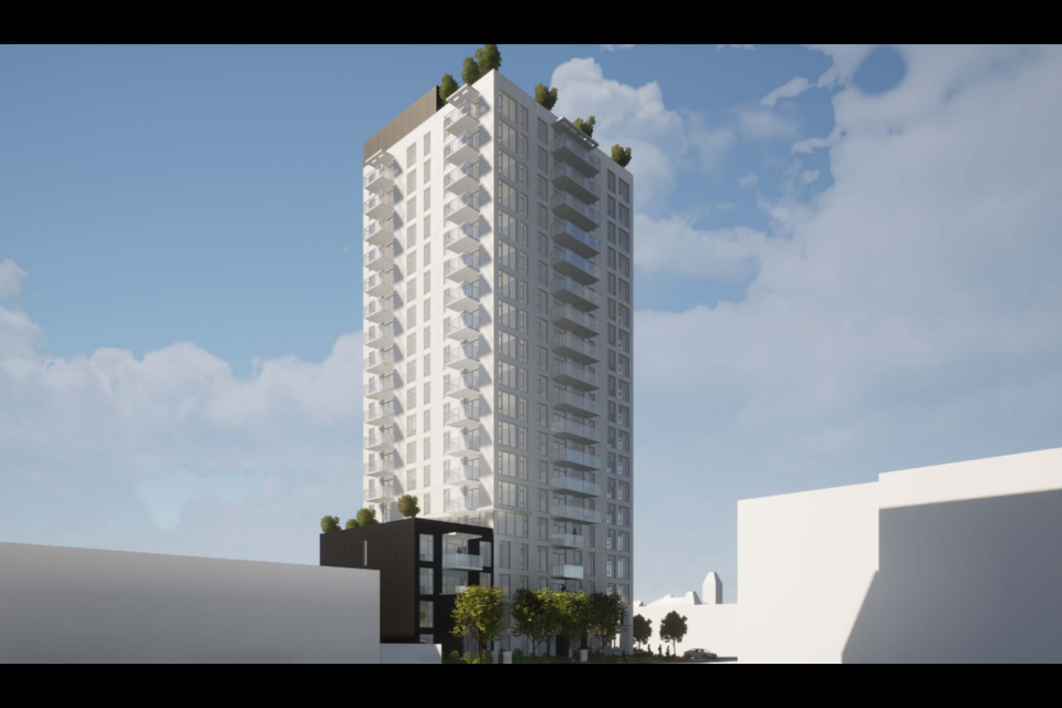 A 20-storey tower has been proposed for 310 E 14th Ave in Vancouver with 138 residential units that will be available to rent.